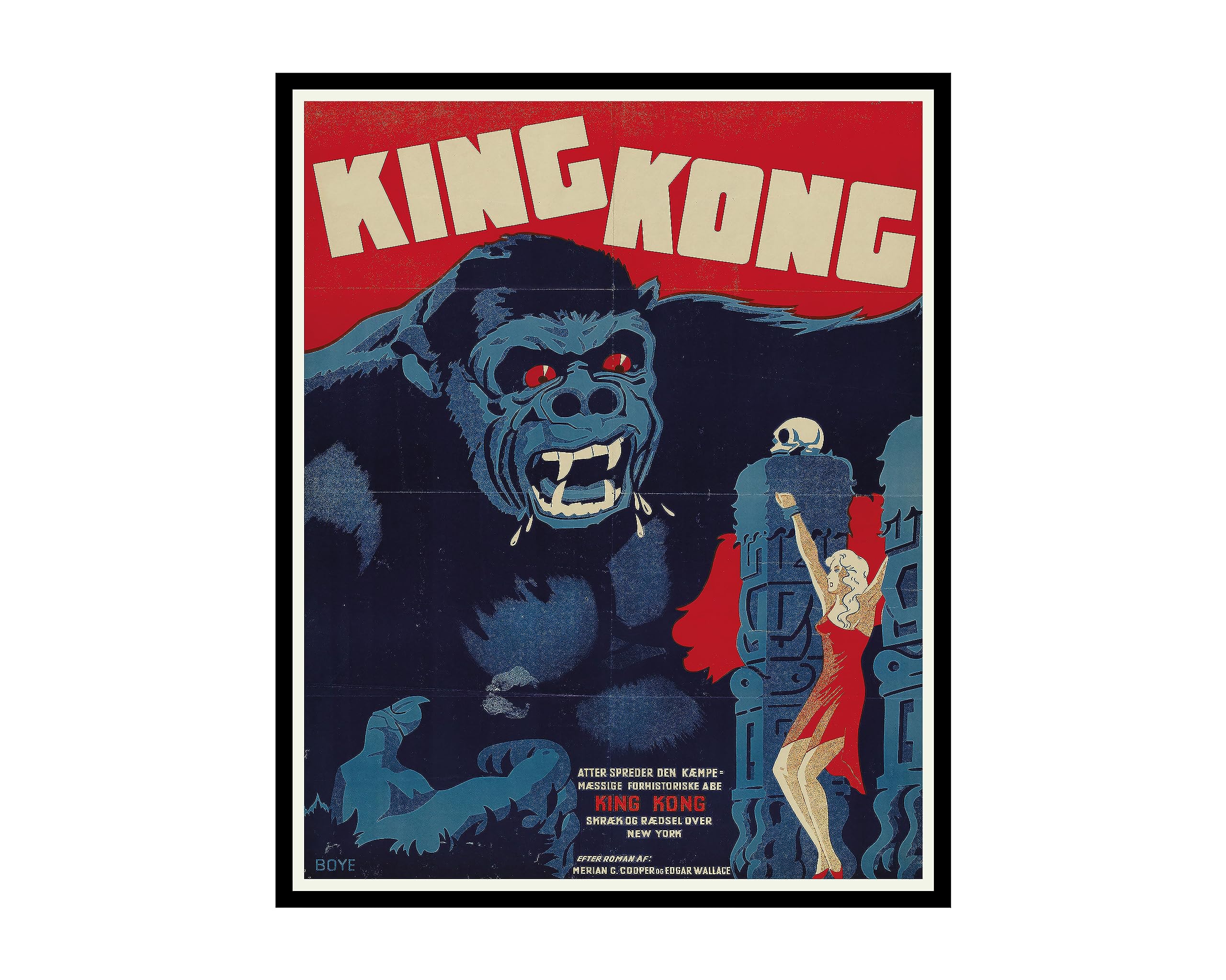 Poster Master Vintage Kong Movie Poster - Retro Kong Print - Cinema Art - Spooky Gift for Man, Woman, Movie Fans - Perfect Wall Decor for Home, Office, Living Room - 8x10 UNFRAMED Wall Art