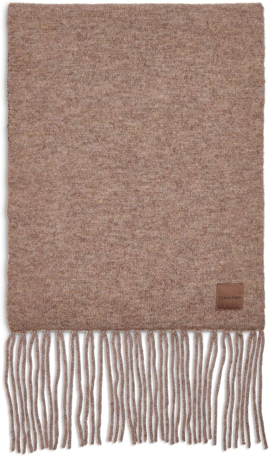 Calvin Klein Women's Reversible Color Pop Winter Scarf With Ck Logo Patch