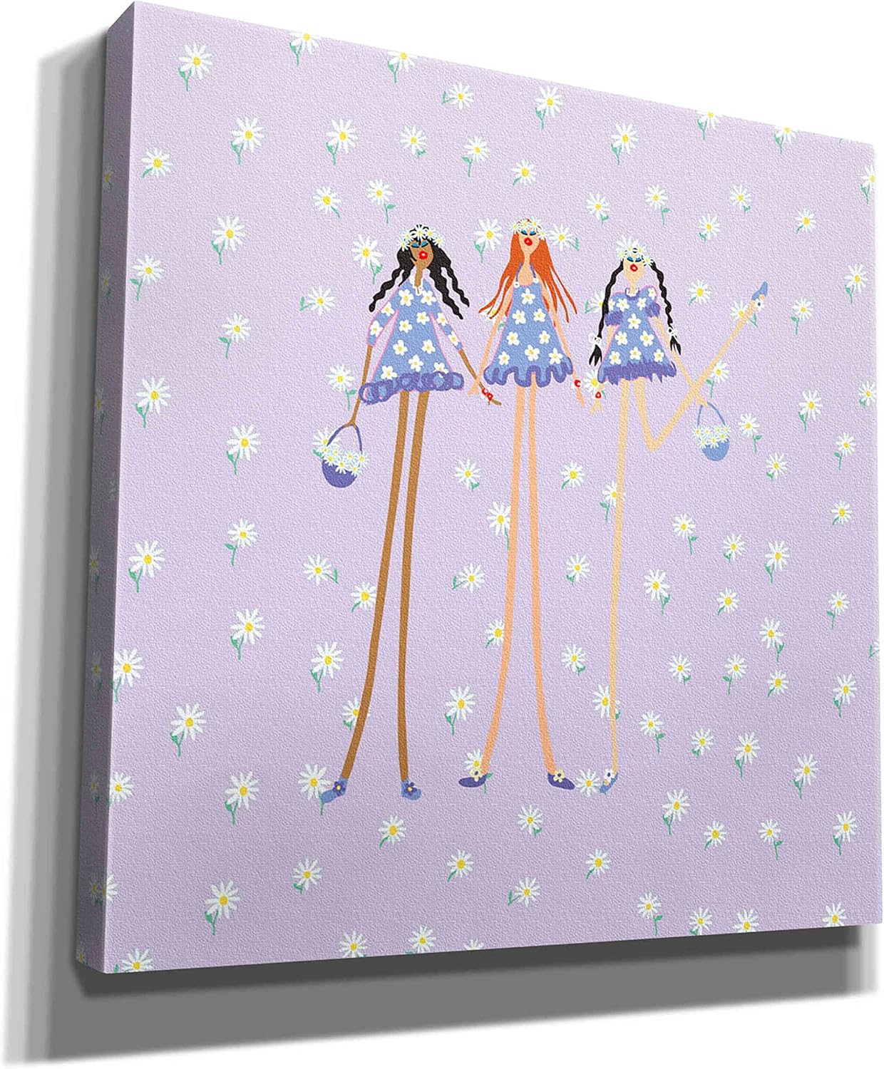 Epic Graffiti 'Flower Girls' by Caroline Benchétrit Giclee Canvas Wall Art, 12"x12"