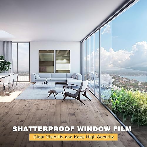 Miniatura 3 de KASHIBANG Película de seguridad para ventana, película inastillable de 17.5 pulgadas x 6.5 pies, película de seguridad transparente autoadhesiva