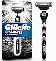 Gillette Mach3 Carbono Aparelho de barbear reutilizável com Carvão Ativado e Fita Lubrificante Melhorada 1 Ud
