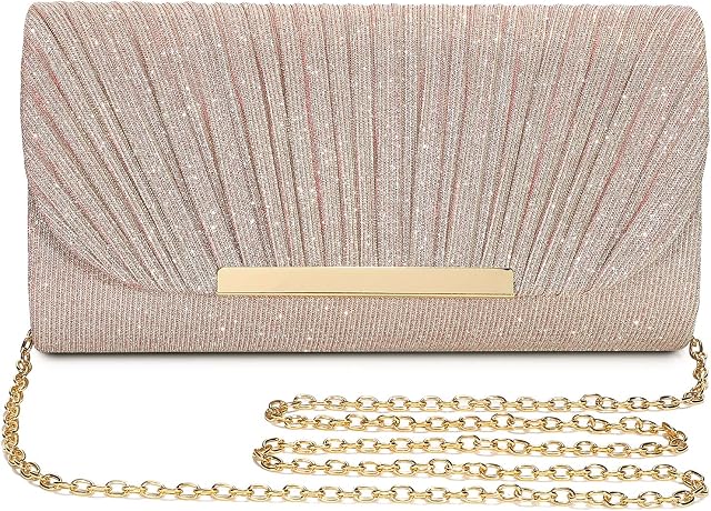 UBAYMAX Evening Bag Clutch Purse for Women Ladies Bride Wedding Prom Party, Small Clutch Evening Bag, Sparkly Clutch Purse Glitter Handbag Purse with Removable Chain for Formal Dress
