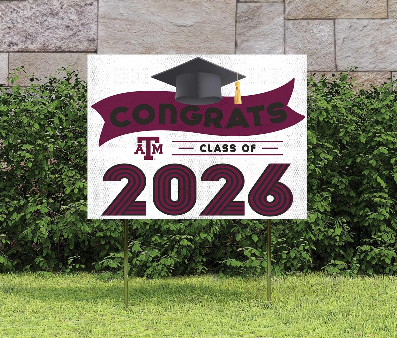 KH Sports Fan Texas A&M Aggies Congrats Class of 2026 Graduation Yard Sign, 18x24