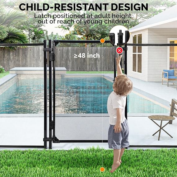 VINGLI Pool Fence Gate 4Ft x2.5Ft,Self-Latching Safety Fencing Gates