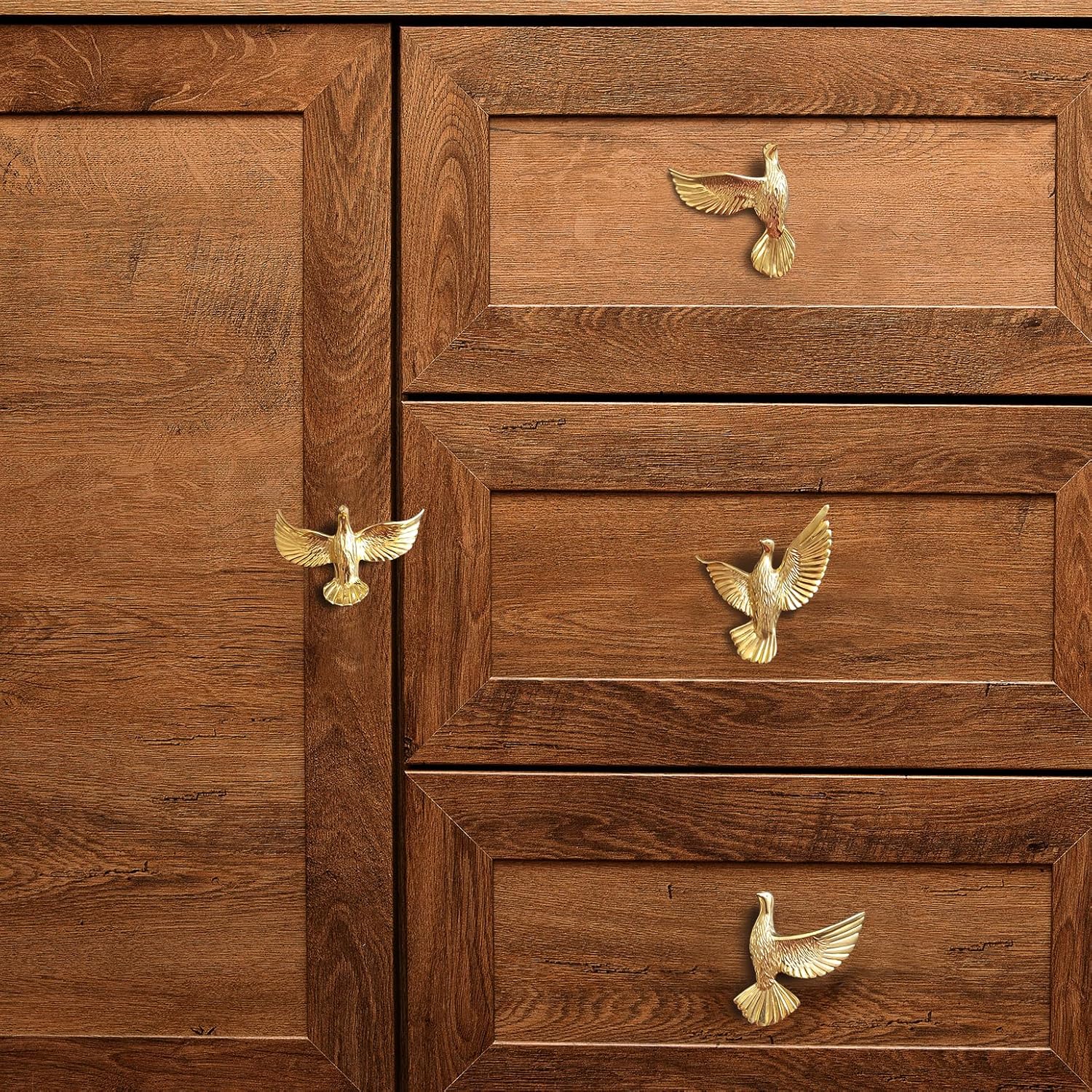 CatchDragn Bird Animal Cabinet Knobs Brass, Gold Drawer Knobs,Modern Pull Knobs for Dresser Drawers (D)