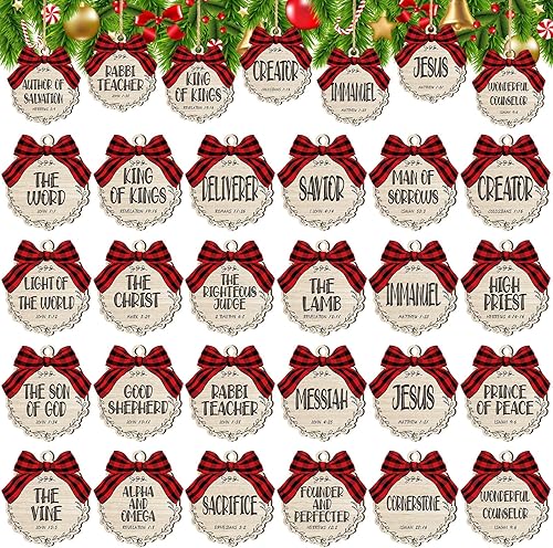 Miniatura 1 de Soaoo 50 adornos de madera con los nombres de Jesús para manualidades, adornos de Navidad de madera con nombres de Jesús, adornos de Navidad con