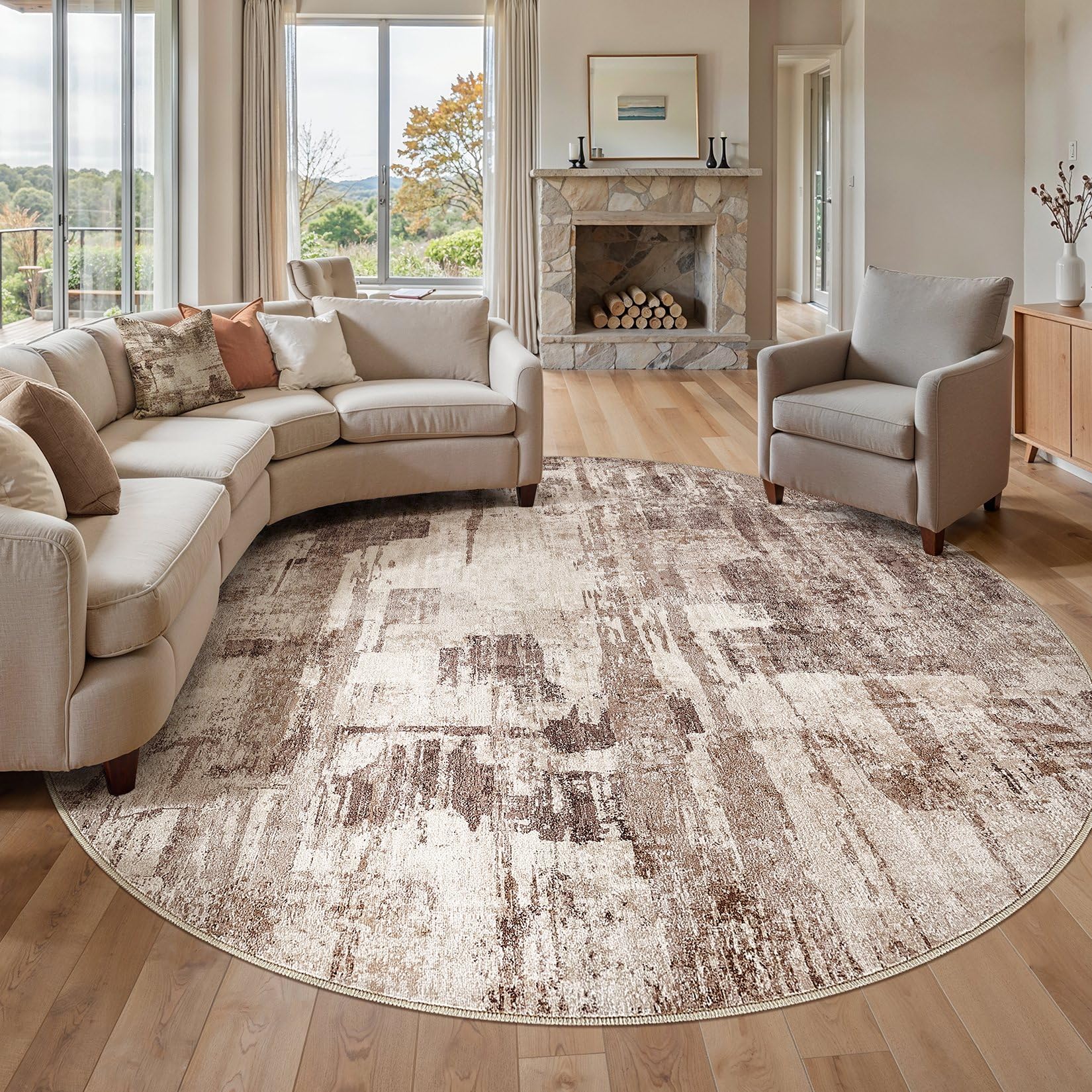 kakania 10FT Round Washable Area Rug