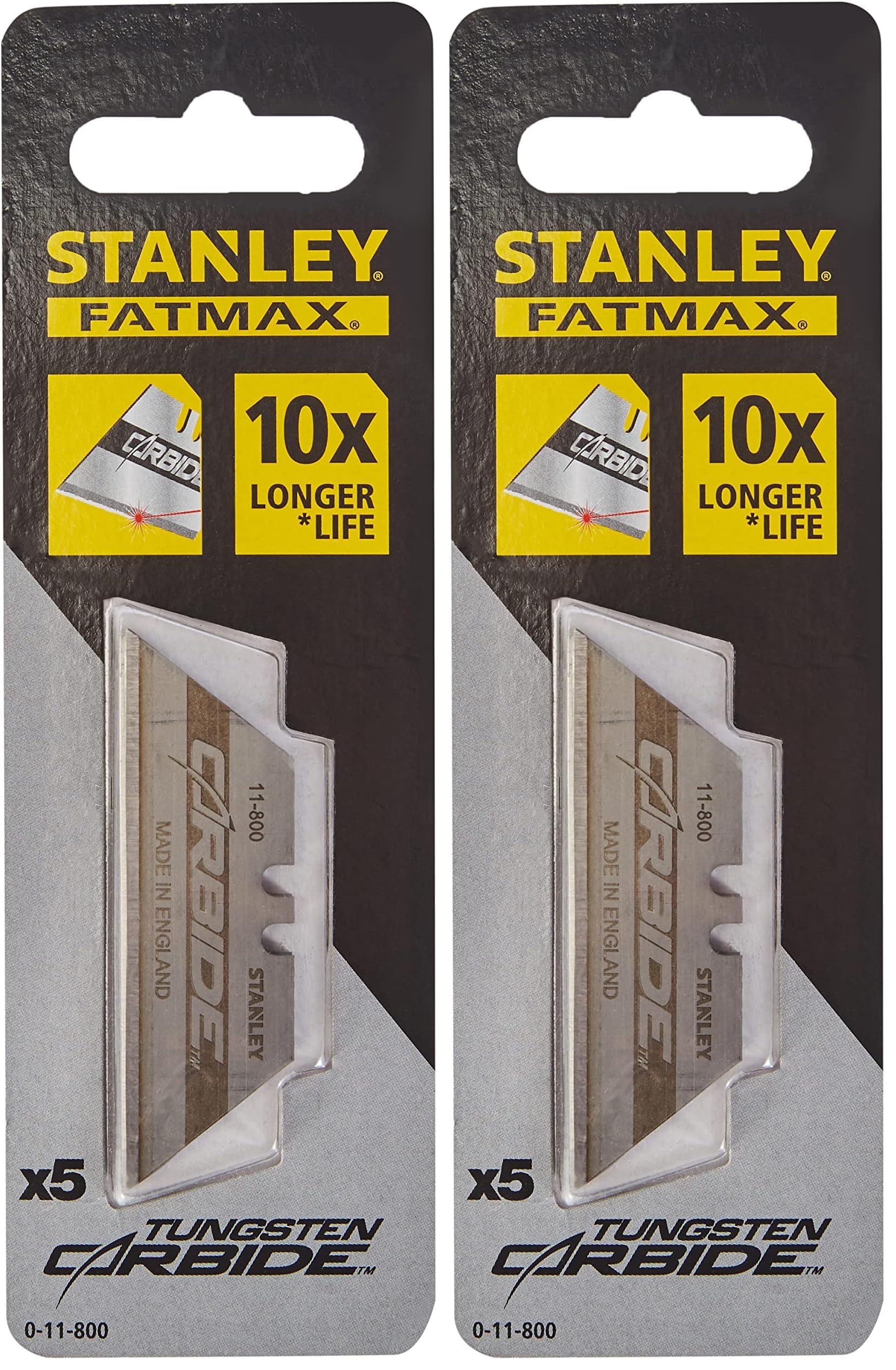 Stanley - FatMax 0-11-800 Hojas trapezoidales Carbide, 5 Unidades, Set de 5 Piezas (Paquete de 2)