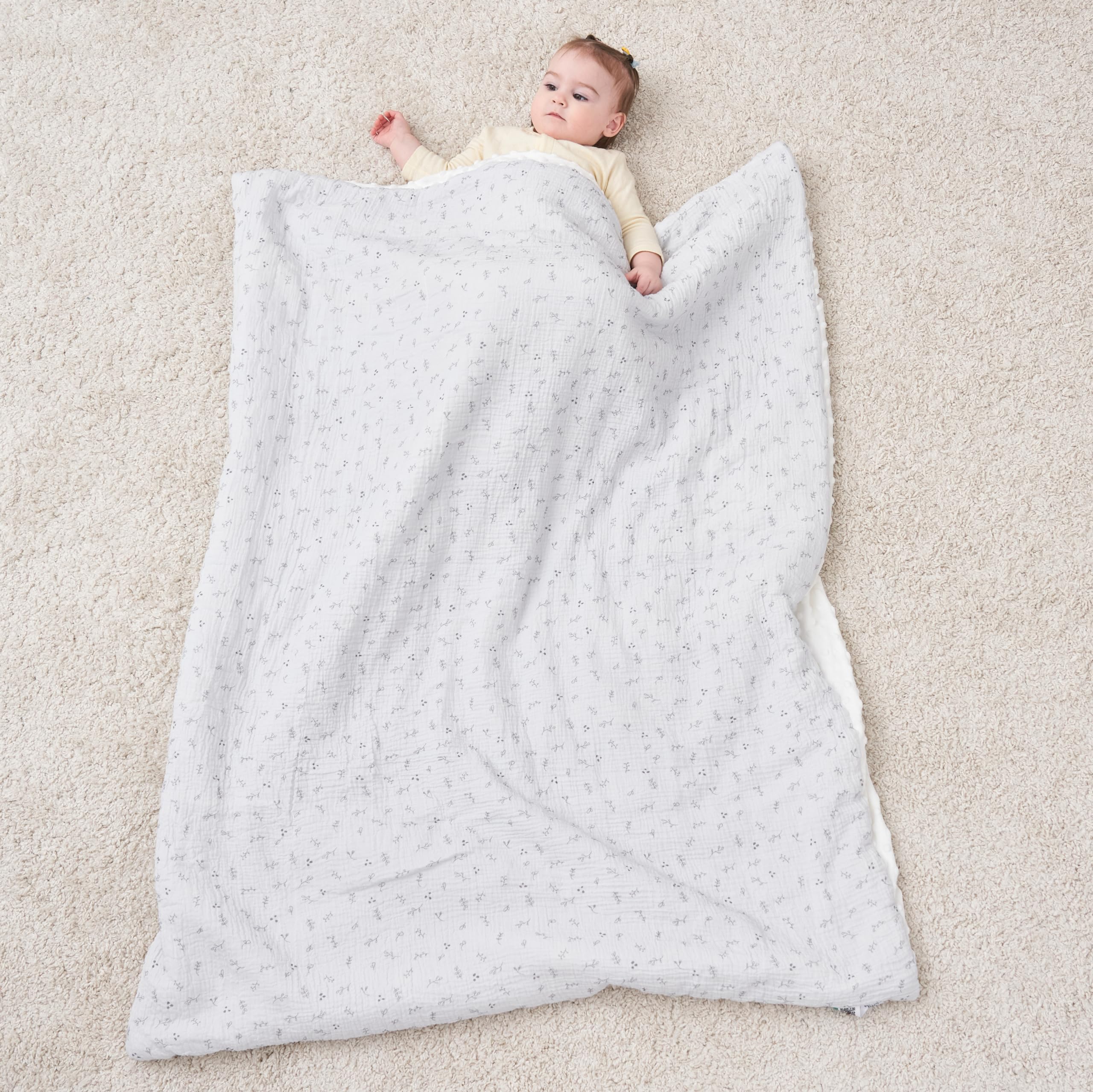SUPERBE BEBE Baby and Child Blanket in Muslin and Soft Minky Oeko Tex - 75x100 cm - Polyester Filling - Comfort and Quality - Baby Swaddle, Comforter, Nap, Preschool - Newborn Gift for Girl or Boy - Image 3