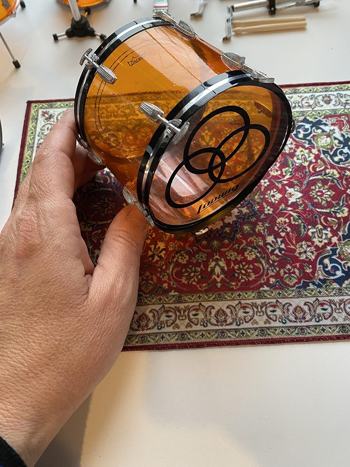 FanMerch Miniature Vintage Drum Rug for 1:4 Scale Axe Heaven Drum Kits for Display Only