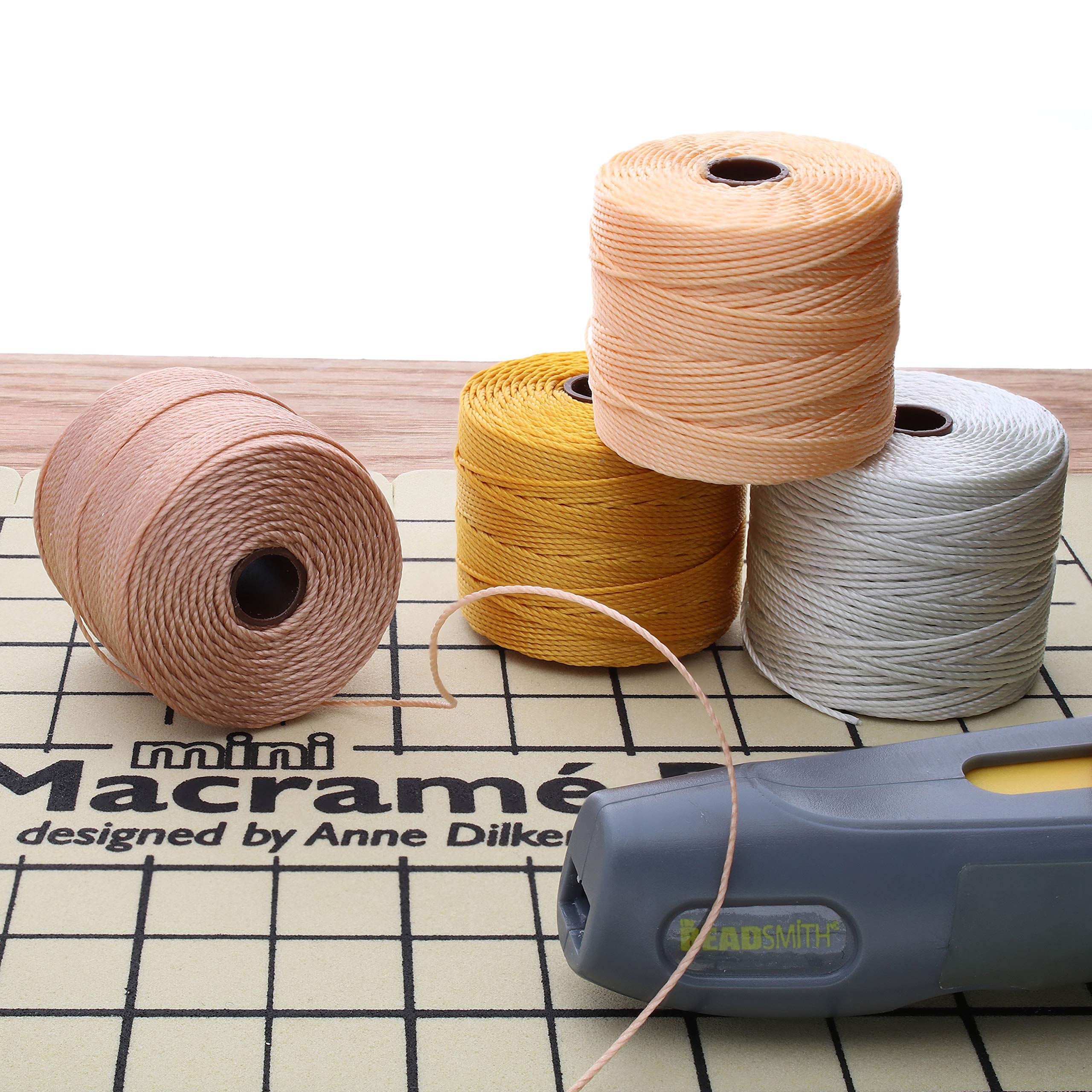 BeadSmith Super-Lon Schnur - Honig-Butter-Mix - Vier 70 m Spulen / Größe 18