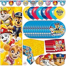 Paw Patrol Birthday Decorations | Serves 16 | Door Poster, Banner, Balloons, Tablecloth, Plates and Napkins, Character Masks, Sticker | Paw Patrol Party Decorations