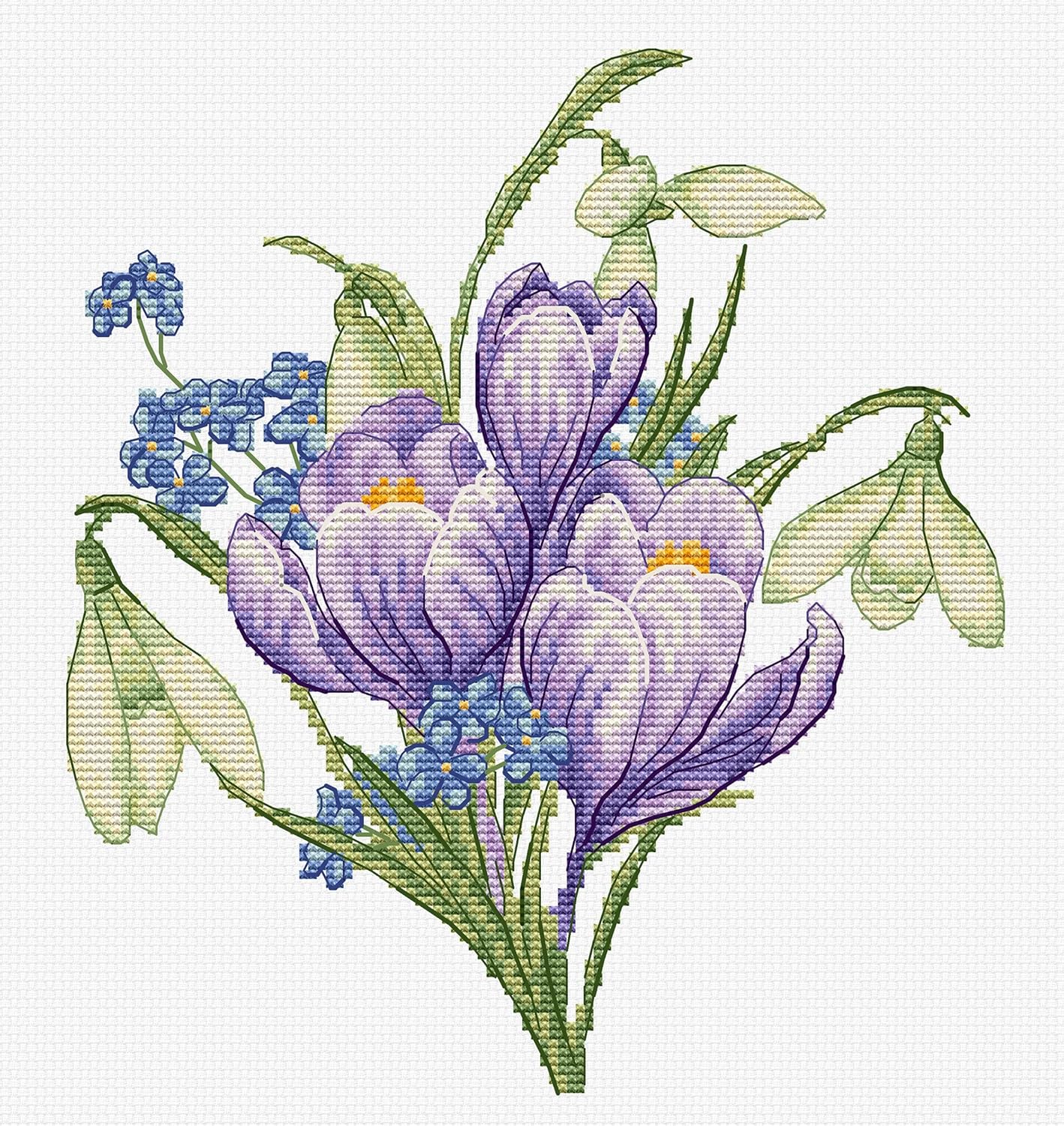 Luca-S Counted Cross Stitch kit Spring Flowers, 17x19cm, DIY