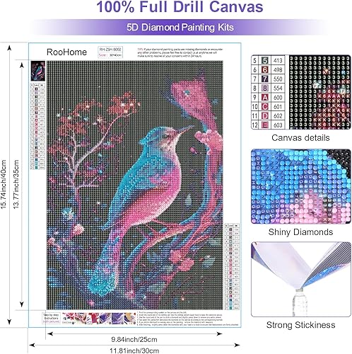 Miniatura 3 de ROOHOME Kits de pintura de diamantes de primavera 5D para adultos, kits de arte de diamantes de flores coloridas, kit de arte de diamantes de