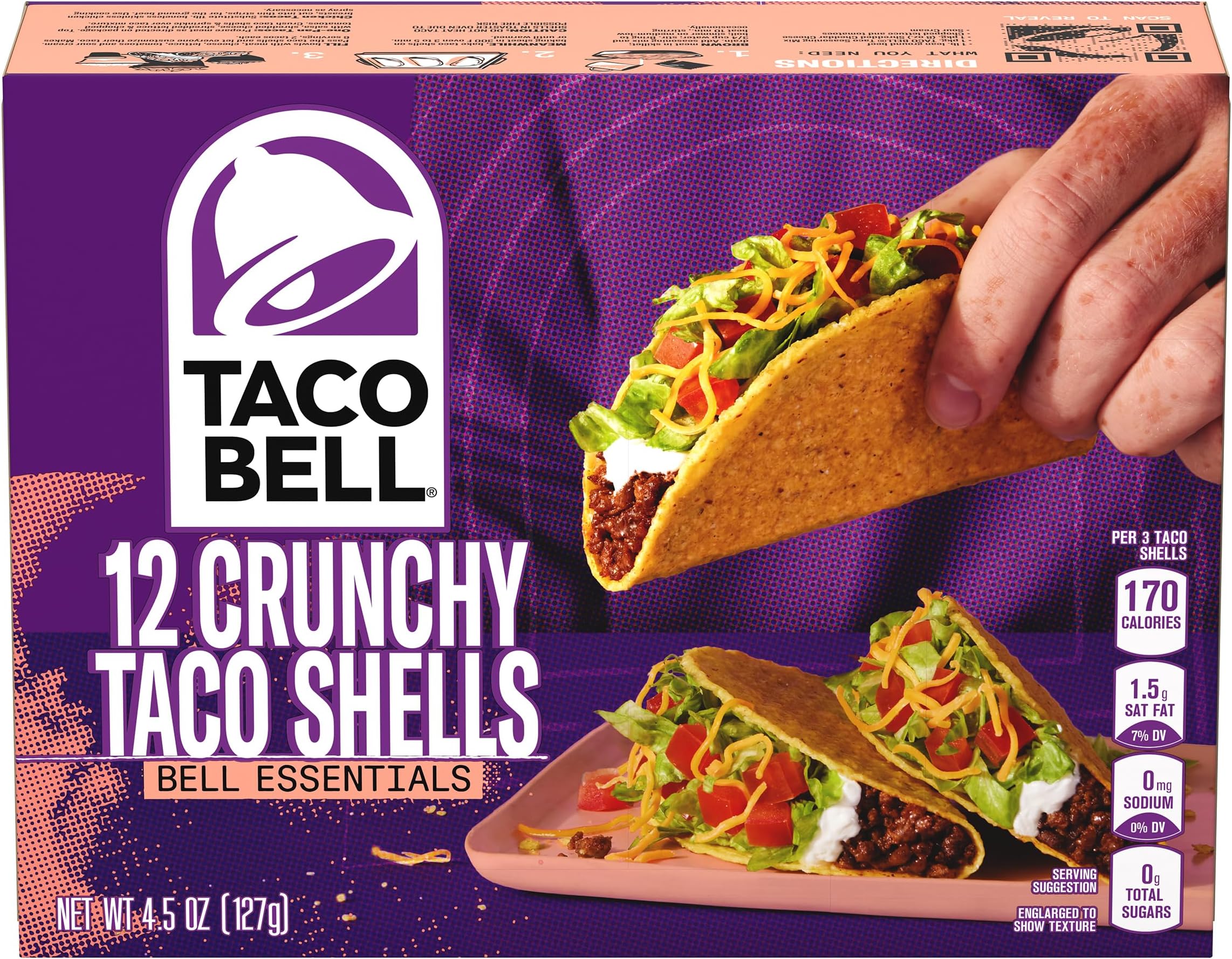 Taco Bell Crunchy Taco shells (4.5oz Boxes, Pack of 12)