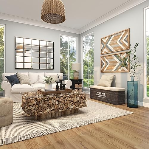 Miniatura 8 de Deco 79 Jarrón decorativo de vidrio reciclado hecho a mano con botella española para centro de mesa, florero para decoración del hogar, 10 x 10 x 30