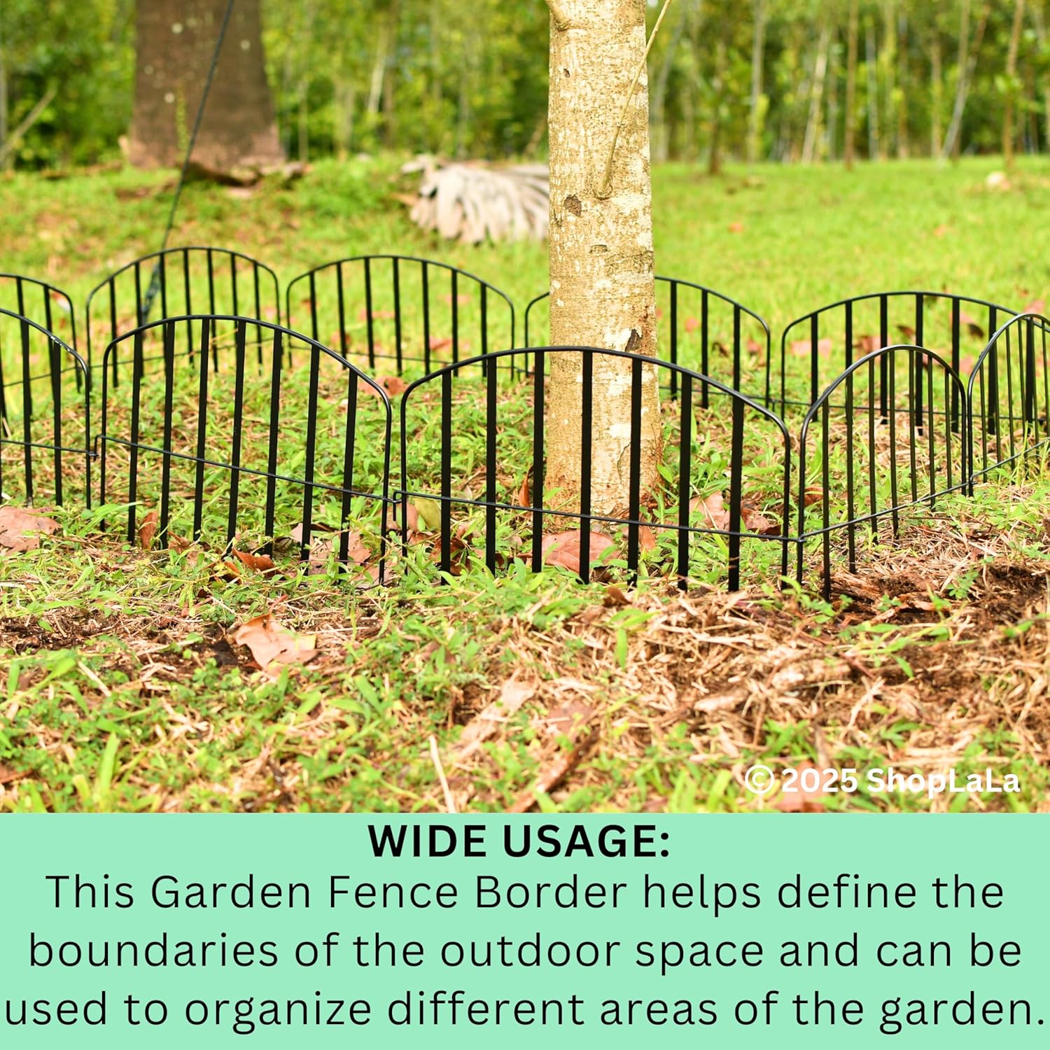 ShopLaLa Decorative Fence (20 Panels) 13in(L) x 16.5in(H) Rustproof Black Metal Wire Fencing Animal Barrier for Dog, Stylish Flower Bed Edging for Landscape Yard Lawn Patio Outdoor Panel Decor Border