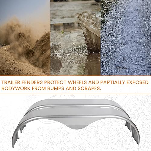 Miniatura 8 de ECOTRIC 2 piezas guardabarros tándem para remolque de doble eje compatible con ruedas de 13-15 pulgadas, par en forma de lágrima para remolques