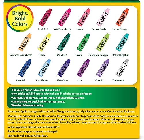 Miniatura 7 de Crayola Vendajes con forma de niños, 100 unidades | Ideal para cumpleaños, suministros de fiesta, calcomanías, relleno de calcetines o regalo de