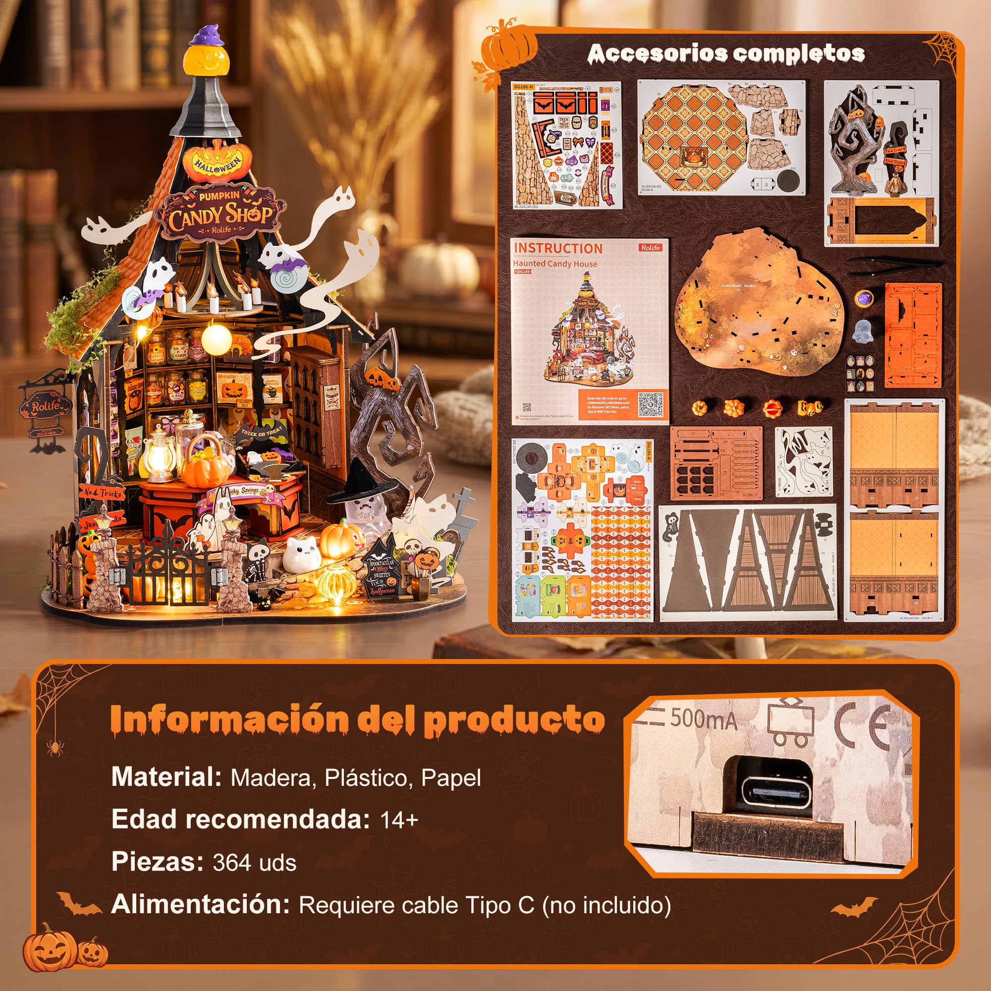 Rolife DIY Miniatura Casa de Muñecas Haunted Candy House 364 Pzs Madera