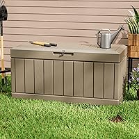 Vista 31 de Greesum Caja de 31 galones para exteriores, cajas de almacenamiento para exteriores para todo tipo de clima, para muebles de patio, caja de entrega