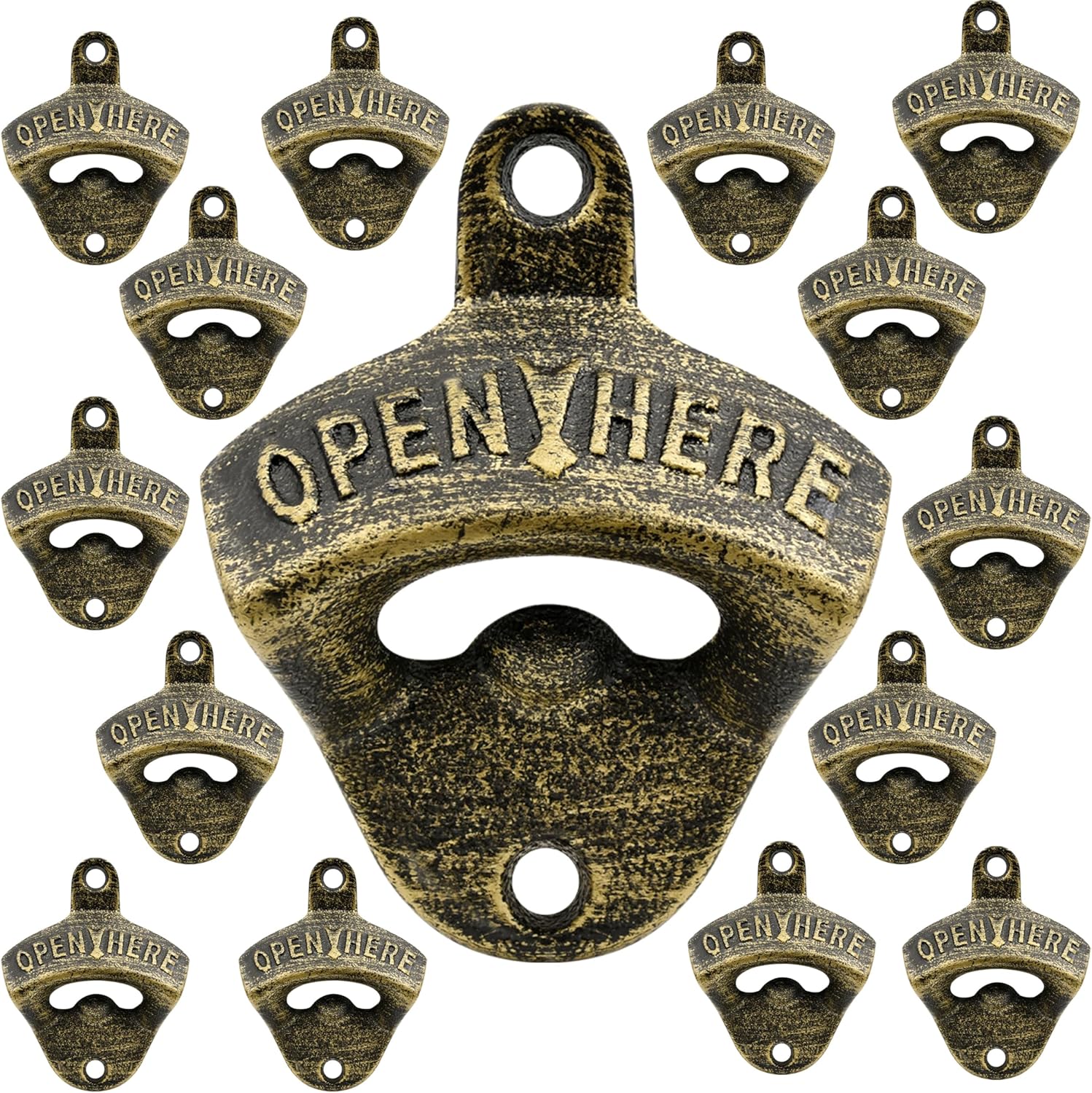 30 PCS Black Wall Mounted Bottle Opener Bulk Cast Iron Soda Beer Cap Opener Screw in Wall for DIY Wooden Board Cooler