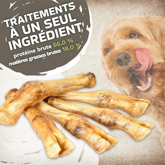 Foto 3 de 6 de Pies de cordero secados al aire, 5 unidades, aperitivos naturales para perros, cuidado dental y masticable