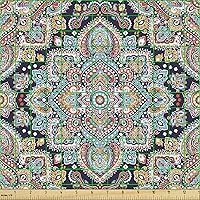 Vista 170 de Ambesonne Tela Geométrica por Yarda, Diseño Monocromo Patrón Abstracto de Líneas Continuas sobre Fondo Liso, Tela de Punto Elástico para Ropa