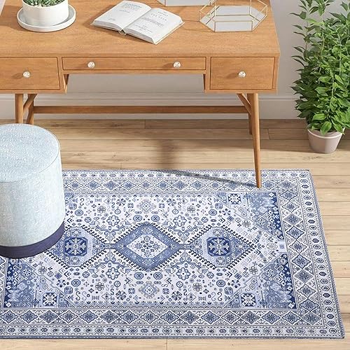 Miniatura 3 de Alfombra antideslizante de 3 x 5 pies, alfombra decorativa para interiores, lavable, de pelo bajo, pequeña, plegable, para entrada, dormitorio, sala