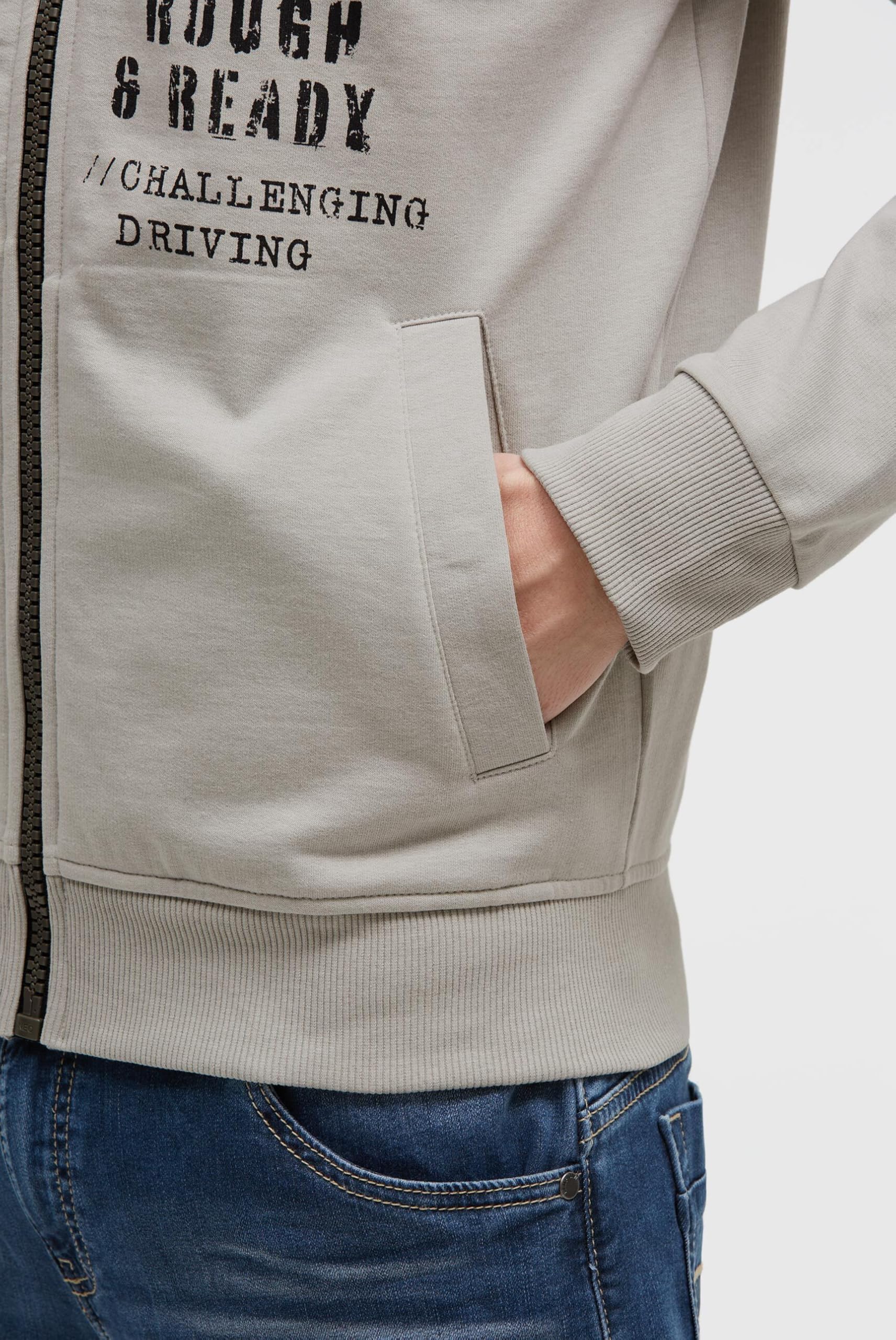 Camp David Herren Sweatjacke mit Label Print