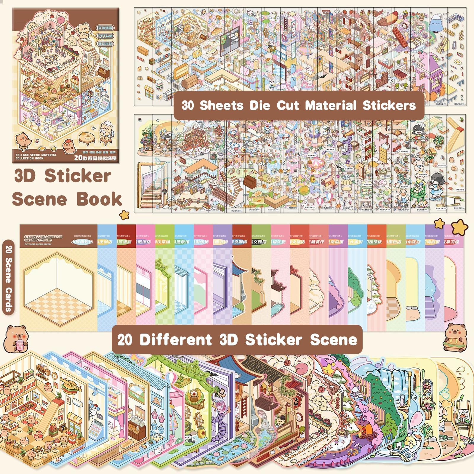 100 Pezzi Adesivi Kawaii,Adesivi Carini Kawaii Sticker + 10 pezzi di