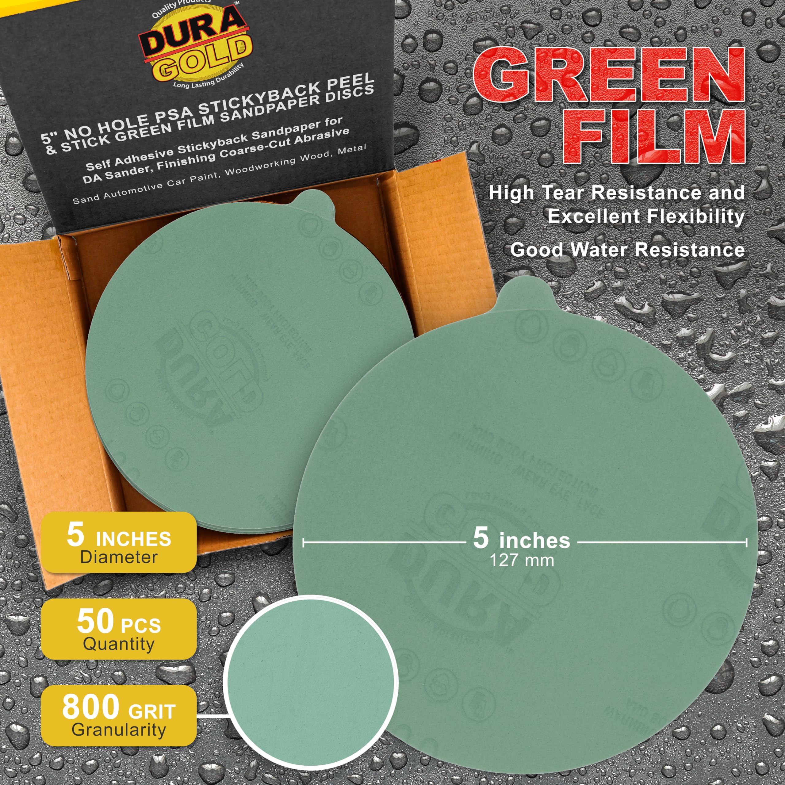 Dura-Gold 5" Green Sanding Discs - 800 Grit (50 Pack) -2