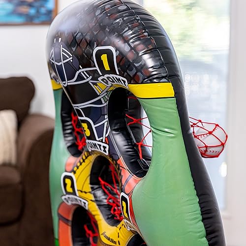 Vista 26 de Franklin Sports Juego inflable de lanzamiento de objetivos – Juego de mini juego de lanzamiento para niños, portátil para interiores y exteriores