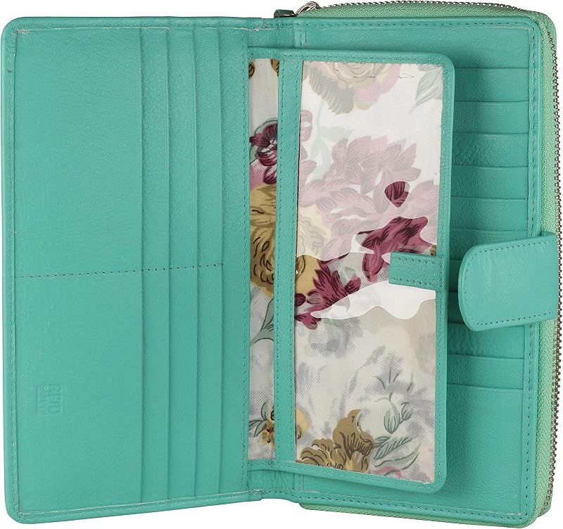 Carteira clutch organizadora feminina Mou Meraki em couro com bloqueio RFID