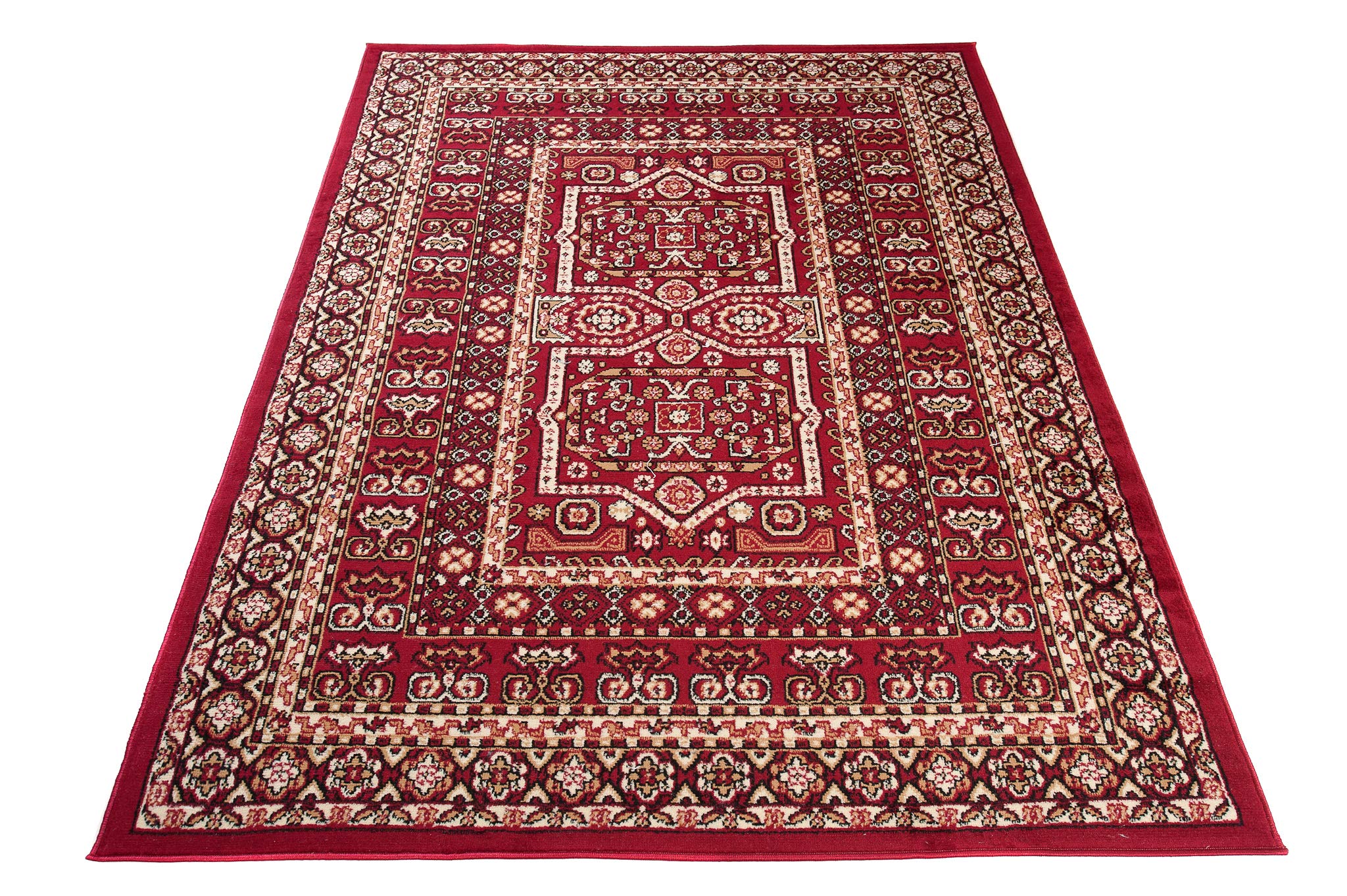 Carpeto Rugs Tappeto Orientale Salotto a Pelo Corto Rosso Bordeaux Bordò 200 x 300 cm Classico Persian Design