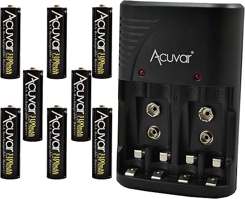 Miniatura 5 de 8 pilas recargables AAA Acuvar + cargador de batería Acuvar 3 en 1 para baterías doble AA, triple AAA y 9V