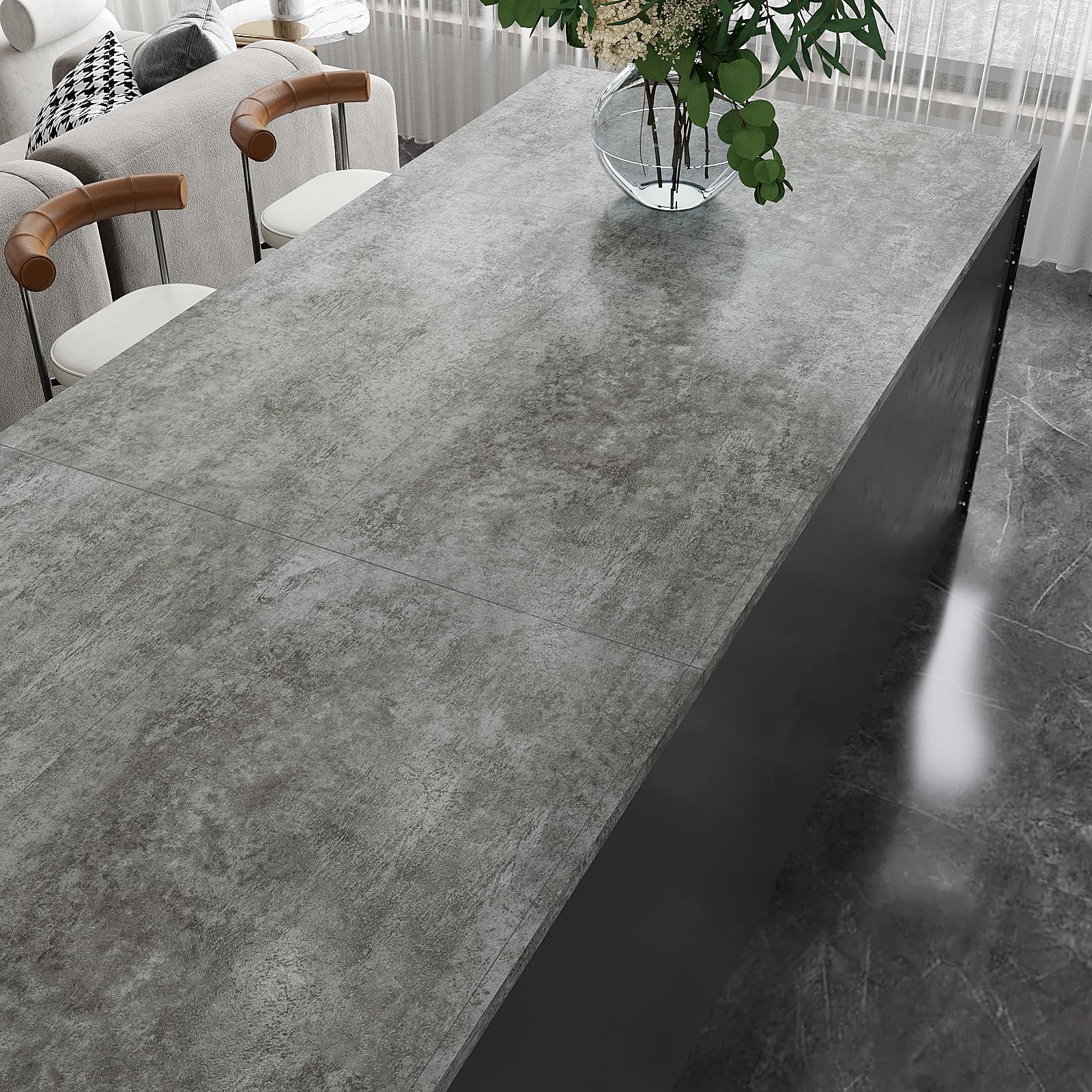 VEELIKE Suelo Vinilo Autoadhesivo Gris Vintage Vinilo Suelo Cocina Adhesivos Pegatinas de Baldosas Suelo Vinilico Cemento Papel Adhesivo para Azulejos Baño Habitación Salon 1,5mm 60cm×30cm 24 Piezas