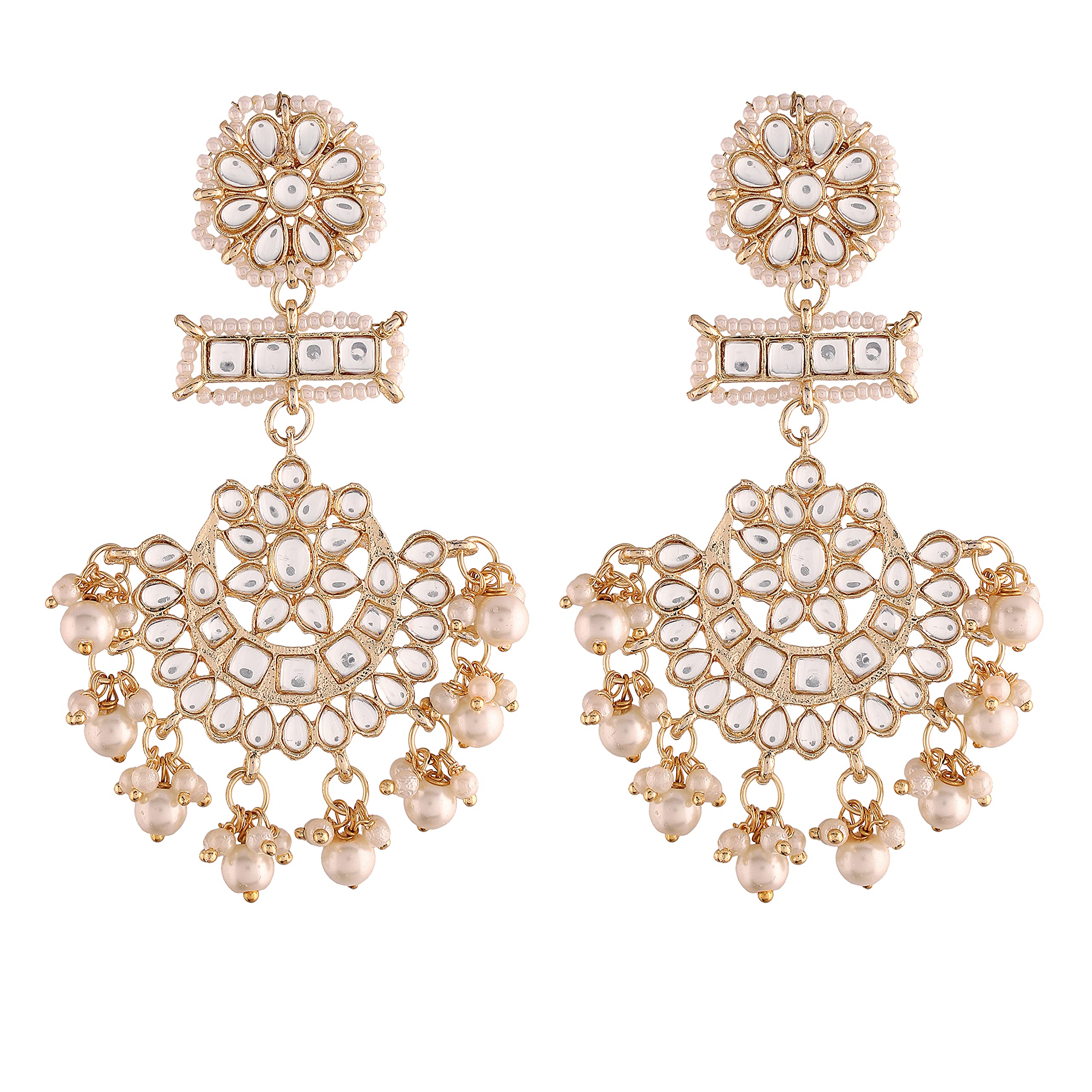I Jewels Womens 18K Gold Plated Intricately Designed Traditional Beaded Chandbali Earrings Glided With Kundans & Pearls (E2927W) (B098NRJHD5) Amazon Price History, Amazon Price Tracker