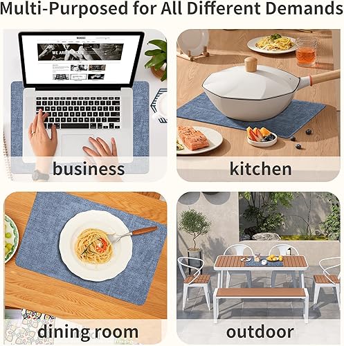 Miniatura 9 de Maxpearl Juego de 6 manteles individuales de piel sintética, impermeables, se limpian con un paño, resistentes al calor, antideslizantes, adecuados