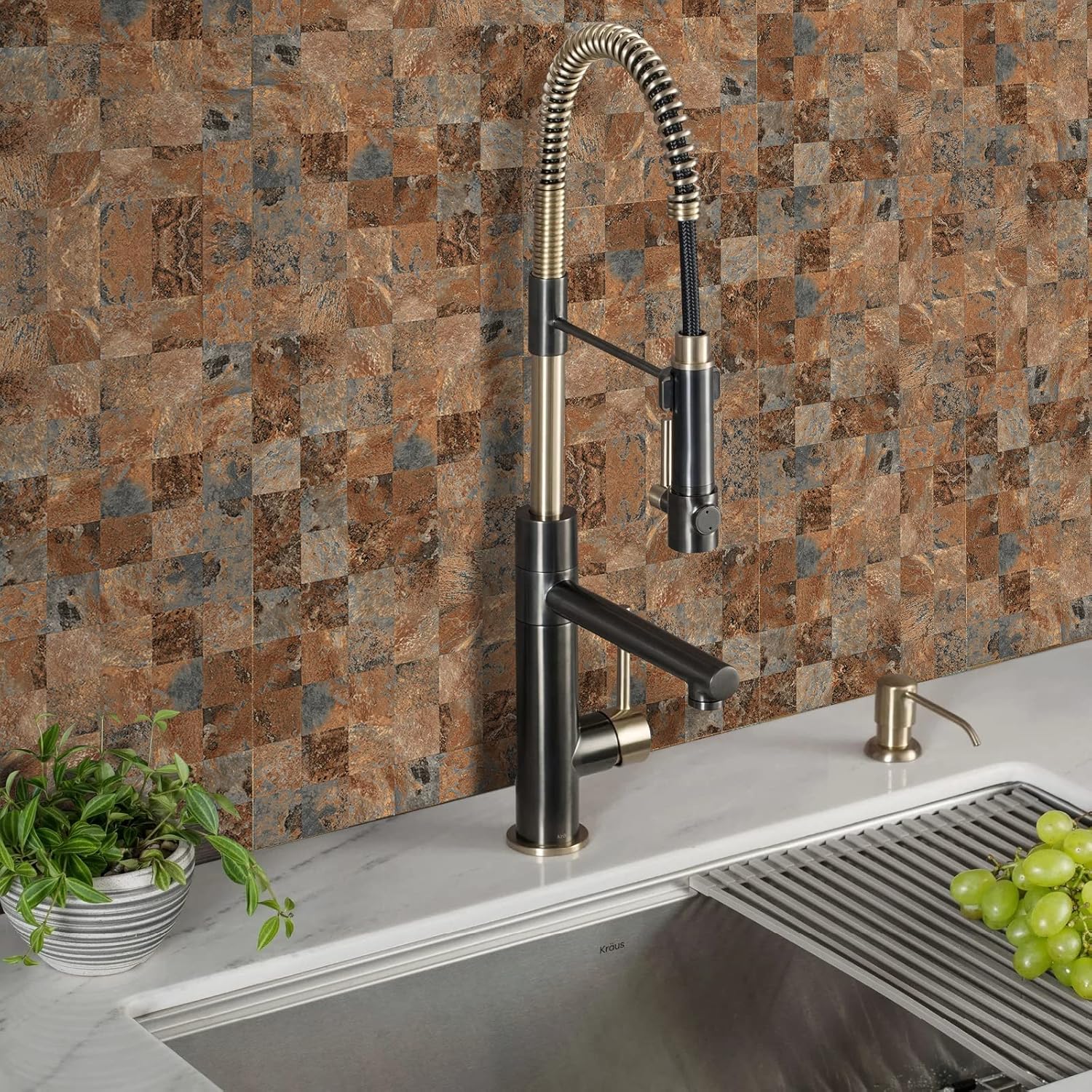 Midcard 10 Piece Peel and Stick Backsplash Imitation Rust Brown PVC Tile, Kitchen Backsplash