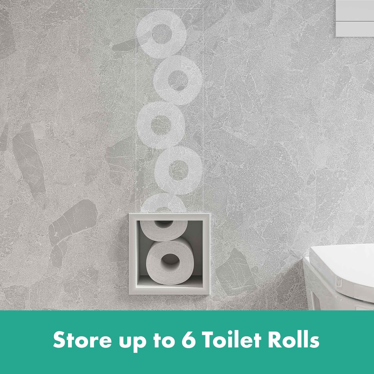 hansgrohe XtraStoris Original Recessed Toilet Paper Holder with Storage & Tileable Door in Matte White, 56058700