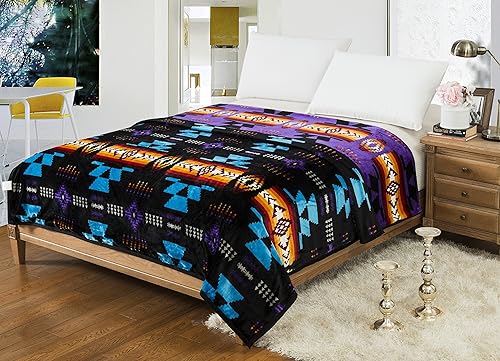 Miniatura 2 de Native Collection - Manta reversible tamaño King del suroeste para cama y sofá (estampado navajo) manta de felpa supersuave y ultra cómoda para