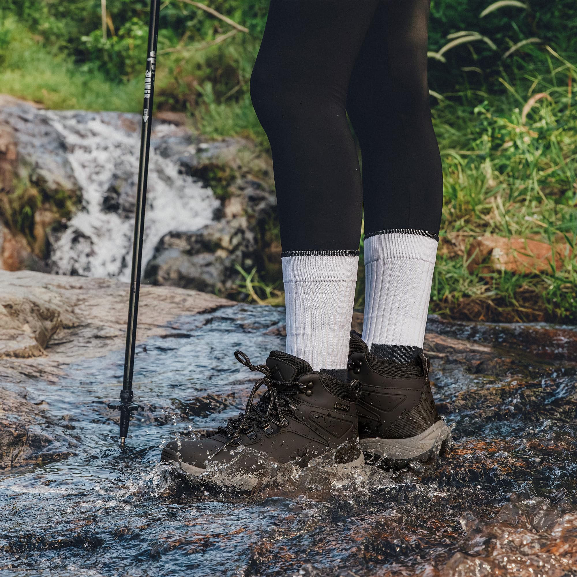 CC-Los Bottes Randonnée Femme Imperméables Antidérapantes EU35.5-41.5 | Semelle Caoutchouc Antidérapante, Tige Respirante, Imperméable, Résistant À L’usure, Adapté Randonnée Montagne Tous Terrains