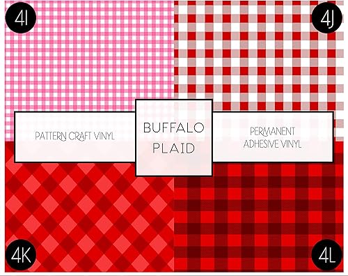 Miniatura 5 de Vinilo adhesivo permanente con patrón de cuadros de búfalo para manualidades, 12 x 12 hojas (4J, 2)