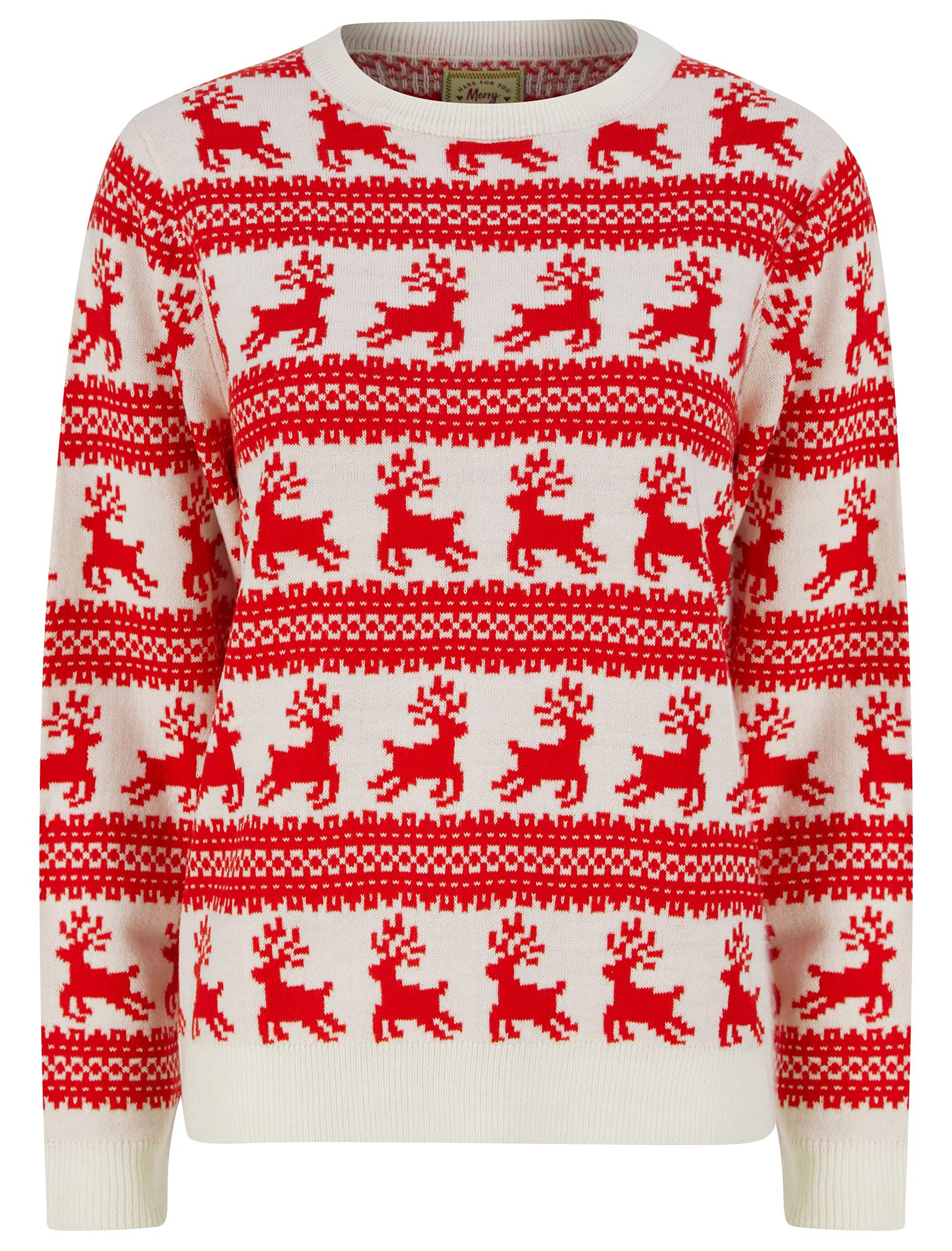 Tokyo Laundry Women's Leaping Reindeers Motif Novelty Christmas Jumper - Gardenia - 18