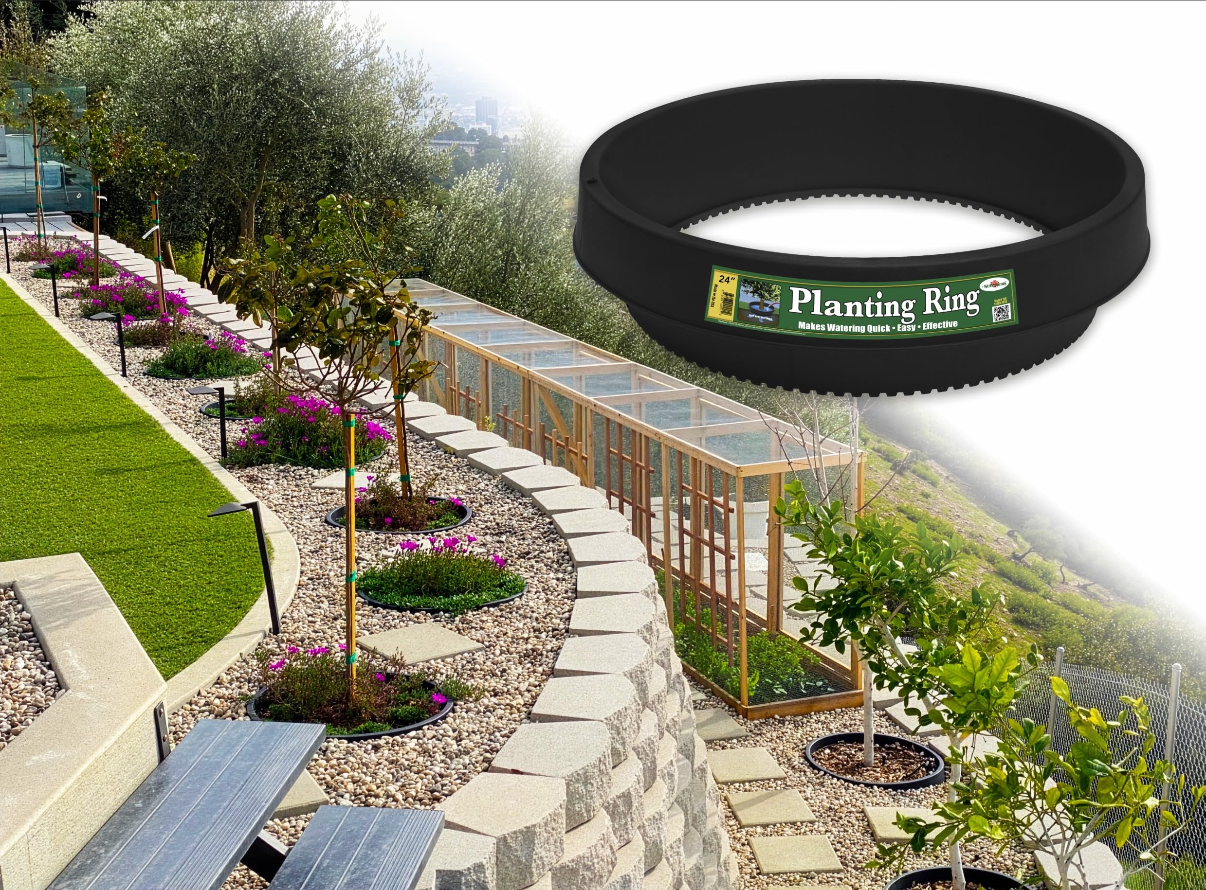 6-Pack 24-inch Tree Planting Rings – Deep Root Watering Basin &amp; Edging.