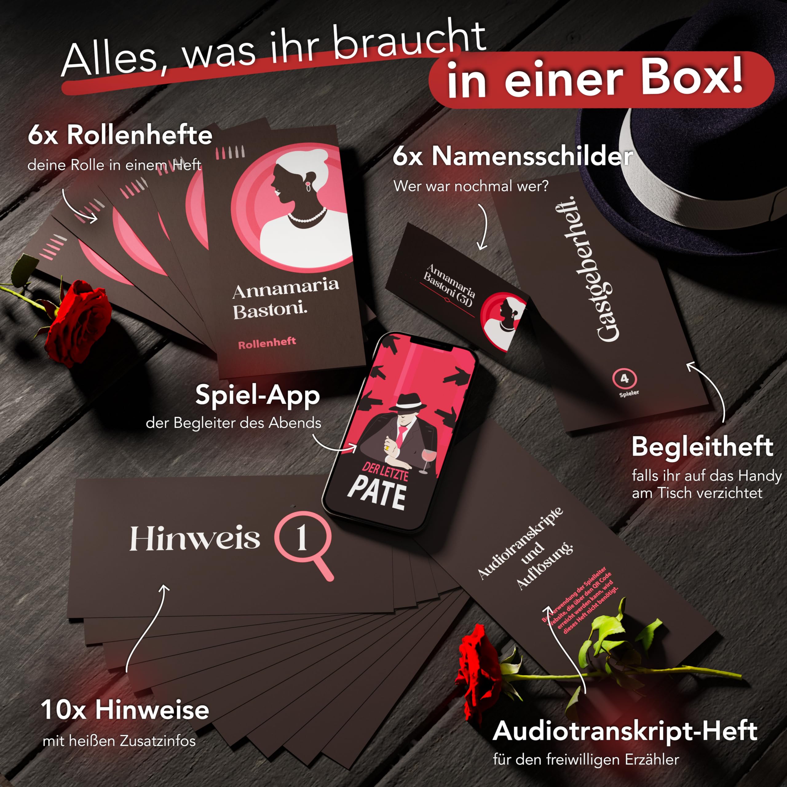 CRIMECASES Krimidinner für 4-6 Spieler: Der letzte Pate | Das schaurig-heitere Mafia Krimi Dinner für 4 bis 6 Personen | Mörderische Dinnerparty ab 14 Jahren
