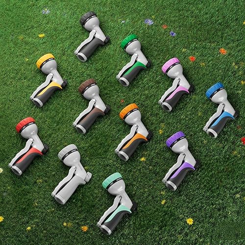 Miniatura 78 de RESTMO Boquilla de manguera de jardín, boquilla de manguera de agua de metal resistente con 7 patrones de pulverización ajustables, rociador de mano