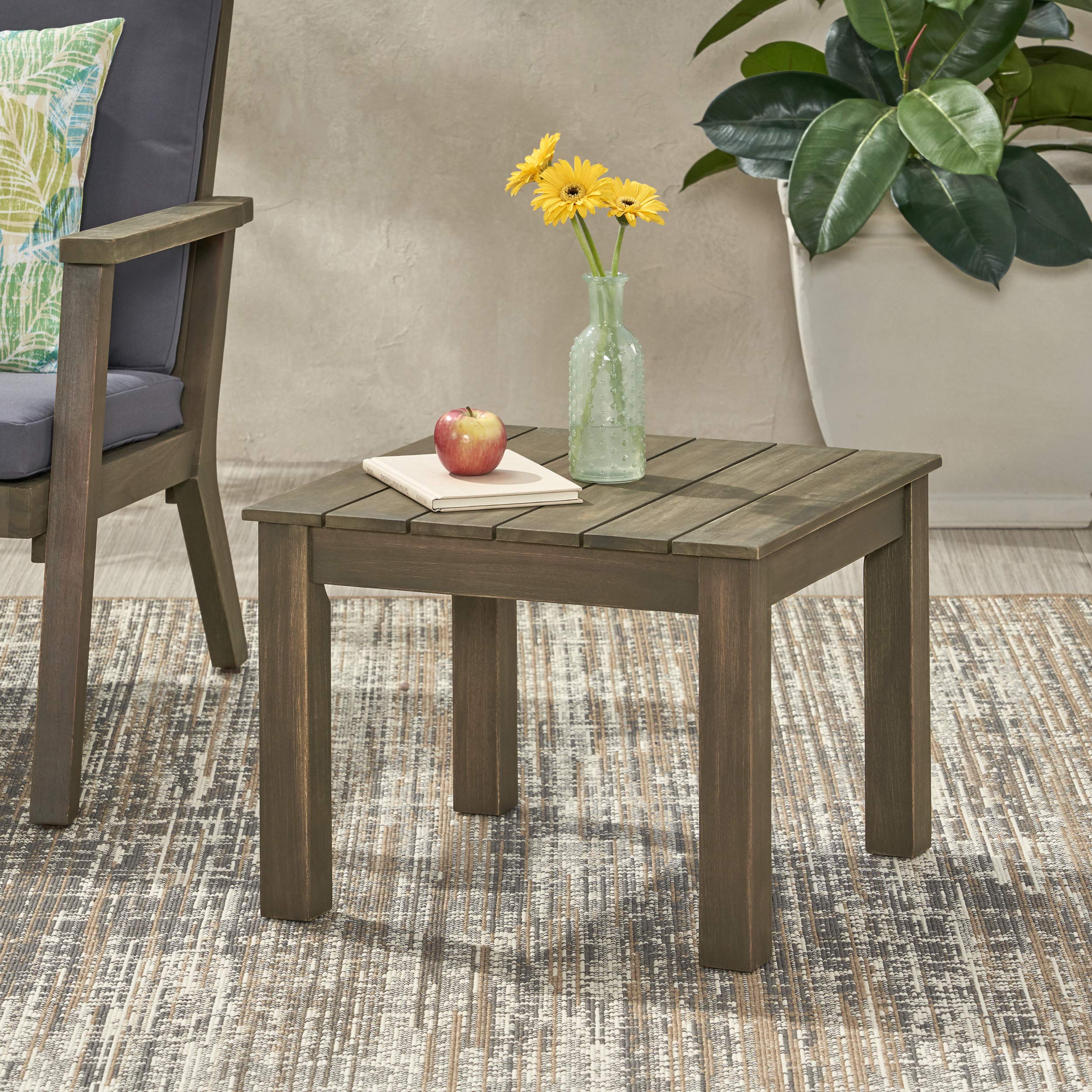 Christopher Knight Home 312148 Obreanna Outdoor End Table, Gray Finish