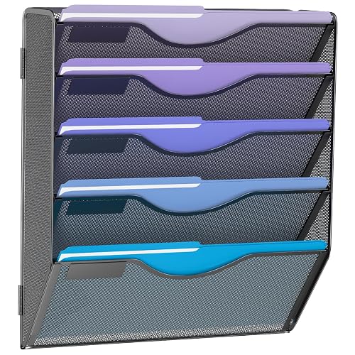 Gawerk 5 Tier Hanging Wall File Organizer Black